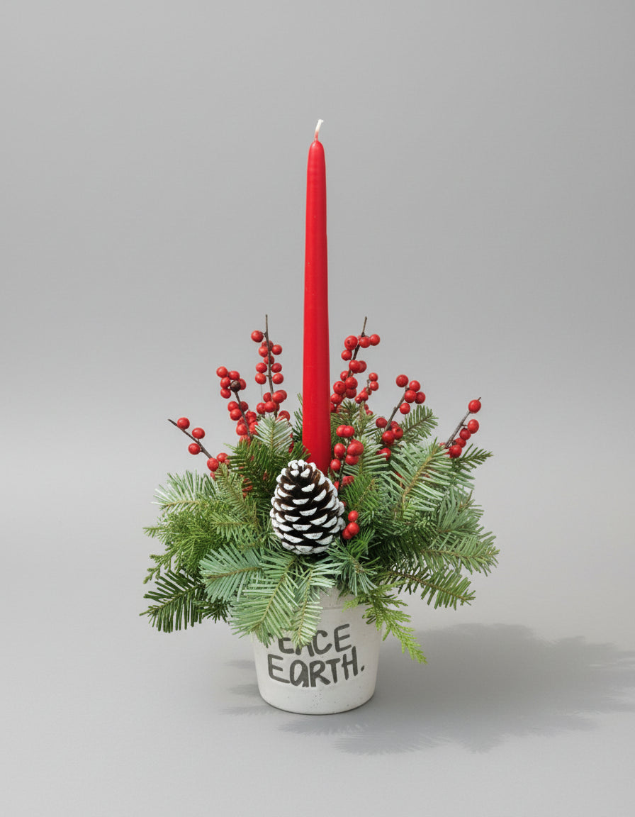 Red Berries Candle Pot