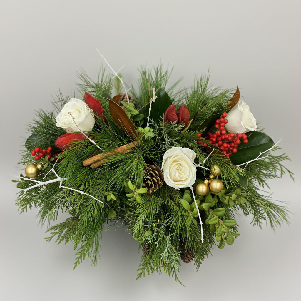 Red and White Christmas Table Centrepiece