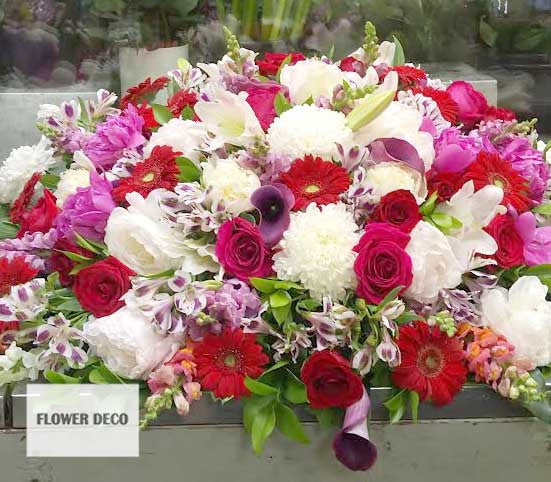 Casket Spray Red and Pink - open