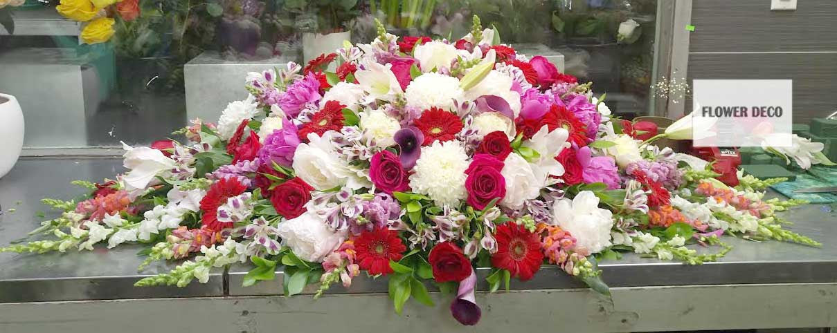 Casket Spray Red and Pink - open