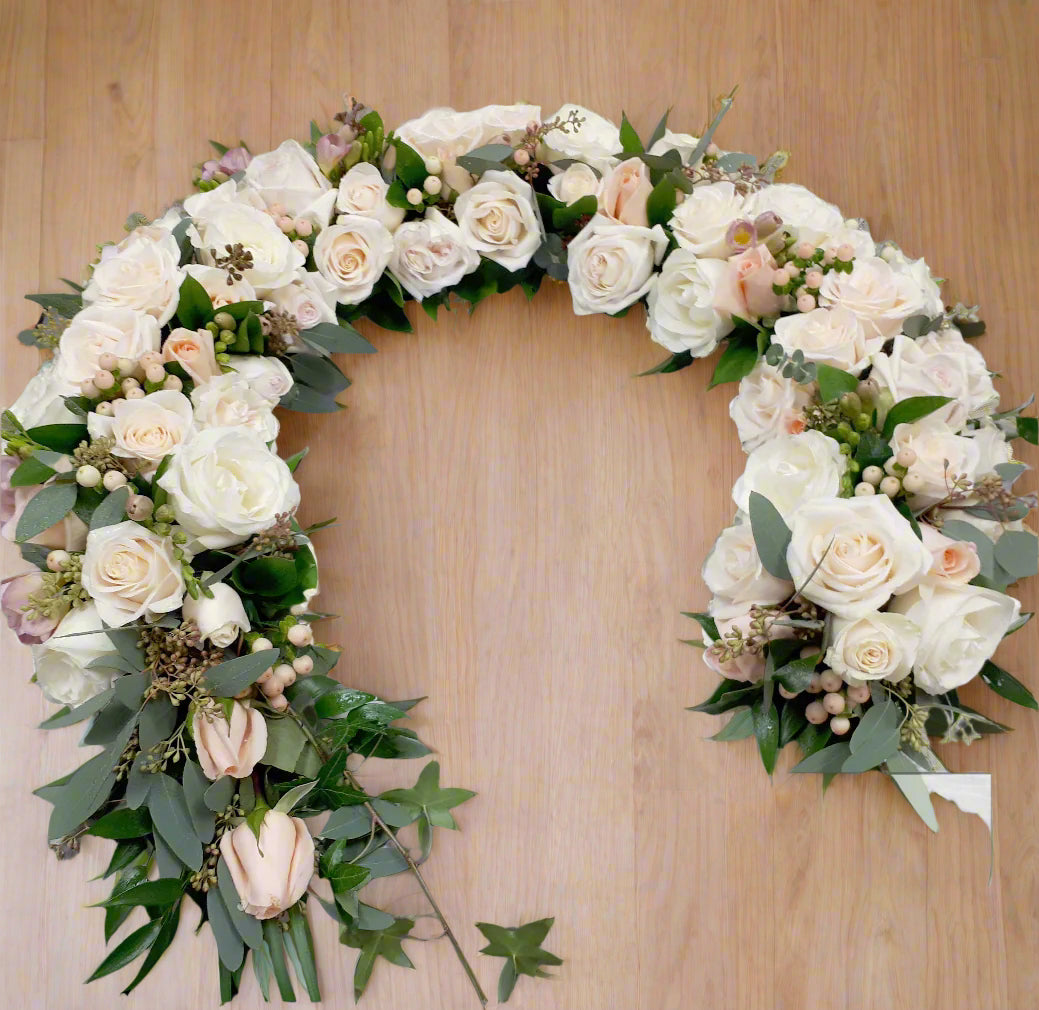 Urn Arrangement - Peach and White