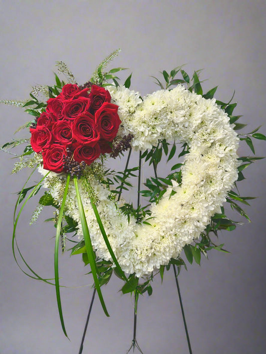 Wreath  Red Roses and White Flowers