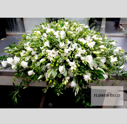 Casket Spray White Freesia