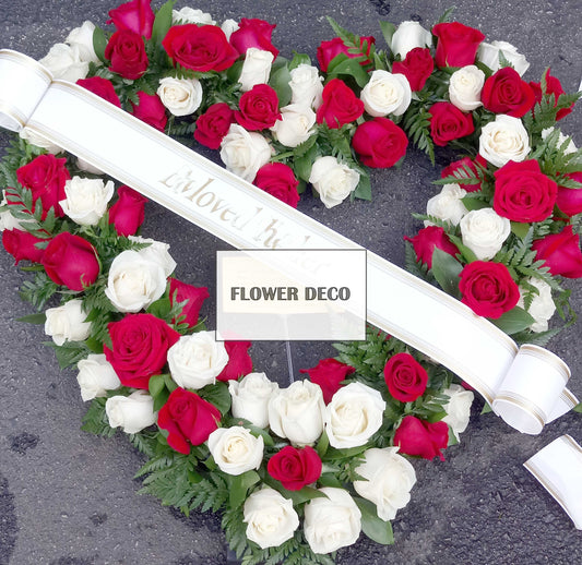 Wreath White and Red Rose
