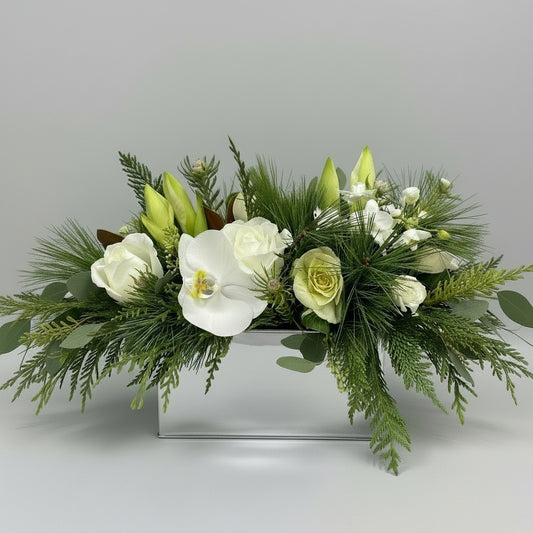 White winter Centerpiece - container may vary