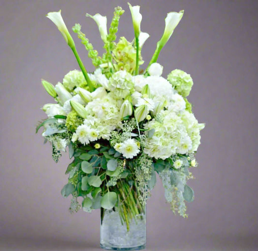All White Vase Arrangement