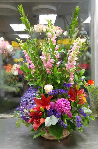 Colorful Fresh Cut Flower Basket