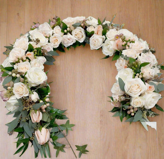 Urn Arrangement - Peach and White